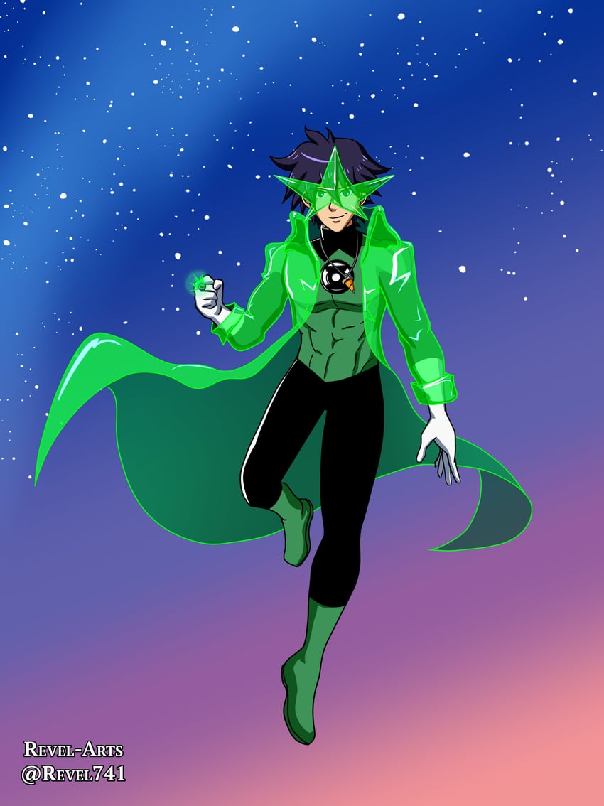 simon and green lantern (tengen toppa gurren lagann and 3 more) drawn by revel_(revel741)