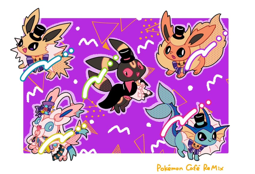 sylveon, umbreon, vaporeon, flareon, and jolteon (pokemon and 1 more) drawn by nose_poke000