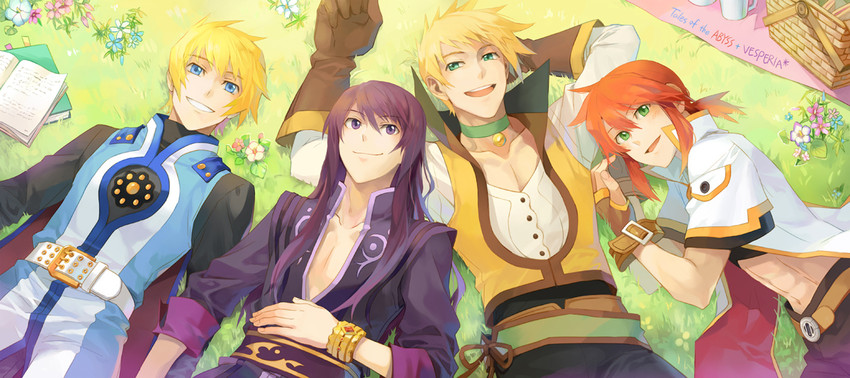 yuri lowell, luke fon fabre, flynn scifo, and guy cecil (tales of and 2 more) drawn by runia