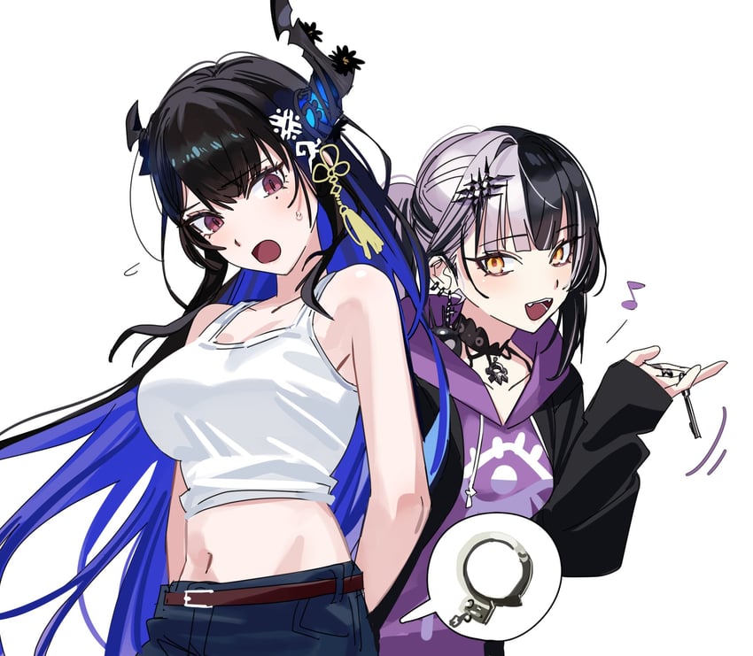 shiori novella and nerissa ravencroft (hololive and 2 more) drawn by yomosaka