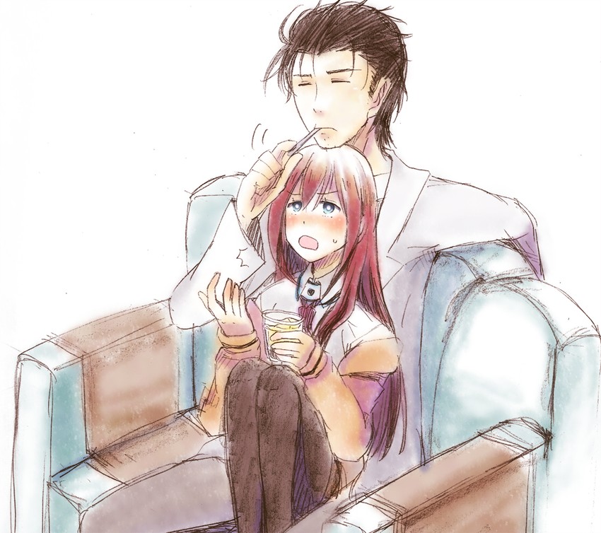 makise kurisu and okabe rintarou (steins;gate) drawn by koike_(coikekke)