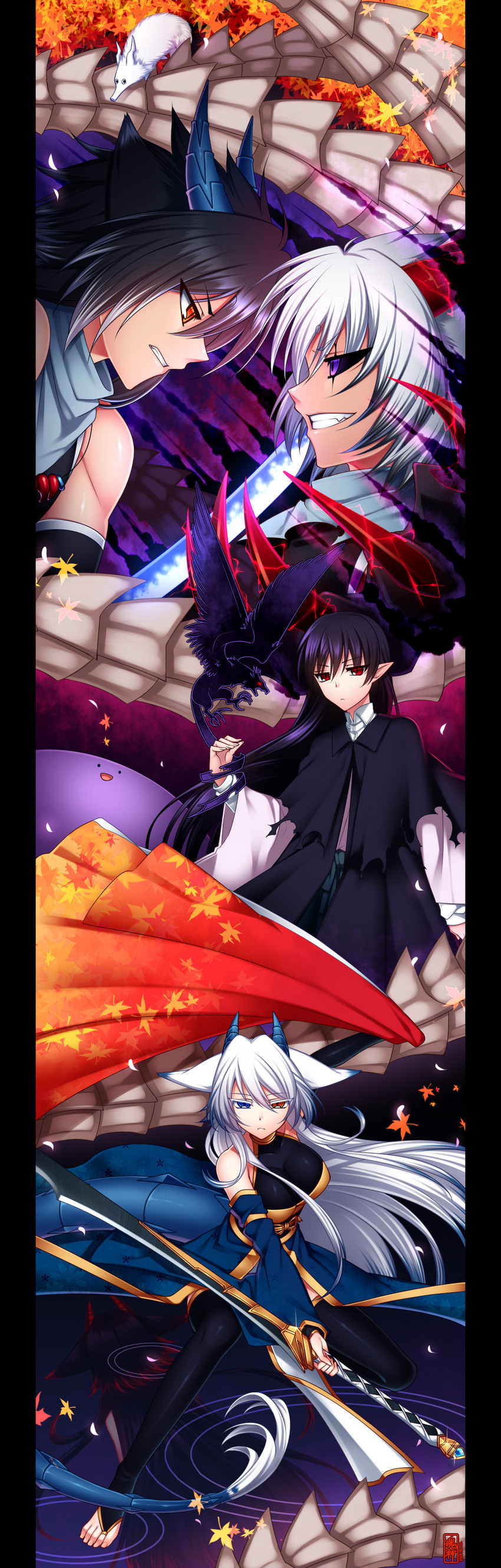 orie hakua and orie kureha (pixiv fantasia and 1 more) drawn by konshin