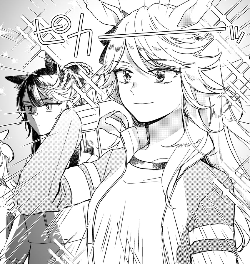 mayano top gun, narita brian, and gold city (umamusume) drawn by yonu_(yonurime)