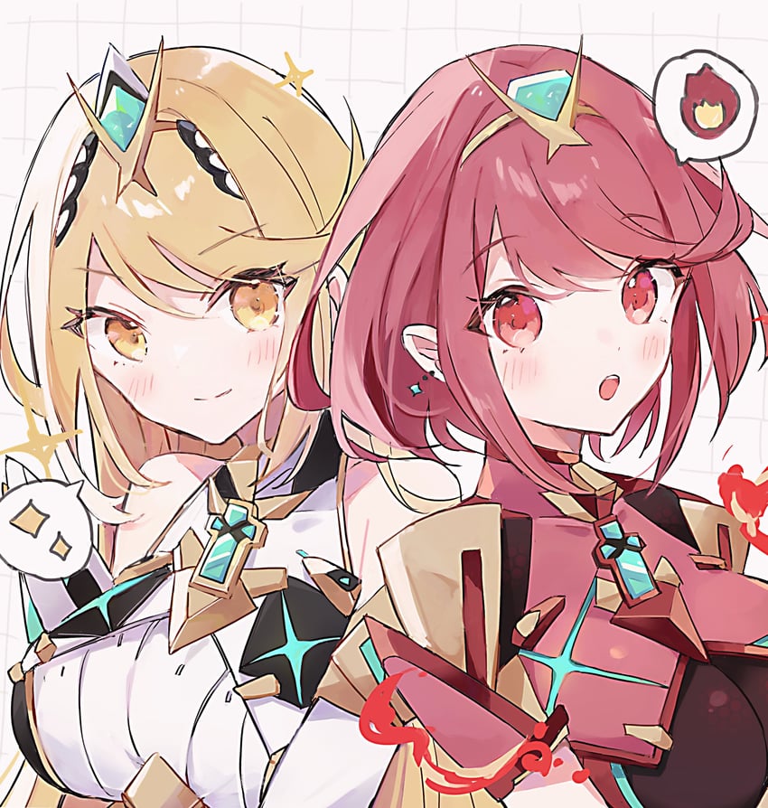 pyra and mythra (xenoblade chronicles and 2 more) drawn by ayametoru