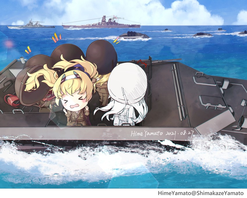 gambier bay, johnston, and gambier bay mk ii (kantai collection) drawn by himeyamato