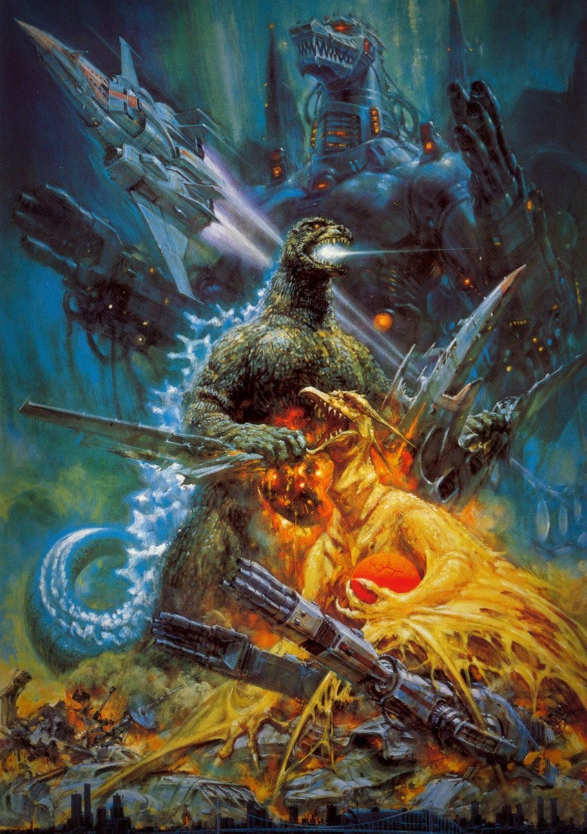 godzilla, mechagodzilla, rodan, and fire rodan (godzilla and 1 more) drawn by ourai_noriyoshi