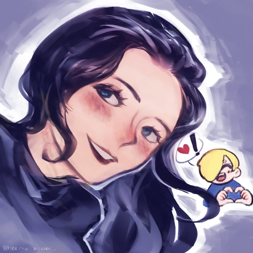 nico robin and sanji (one piece) drawn by cier_(ce_rru)