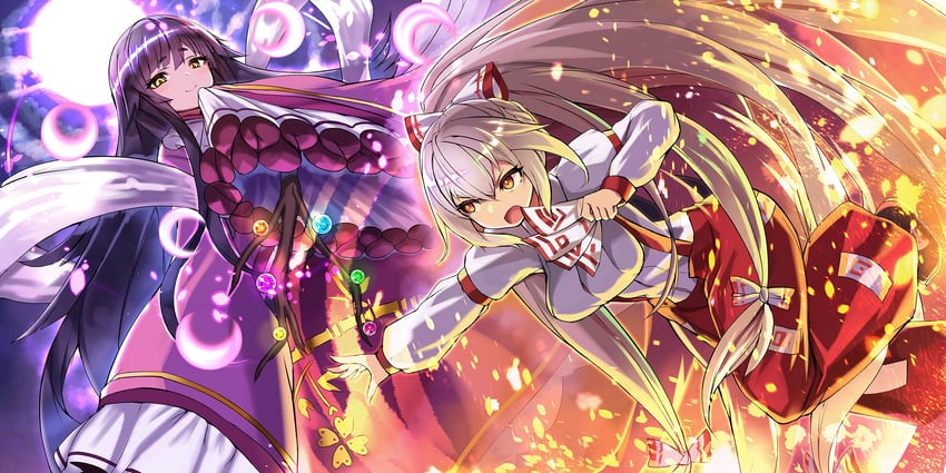 fujiwara no mokou and houraisan kaguya (touhou and 1 more) drawn by sessue