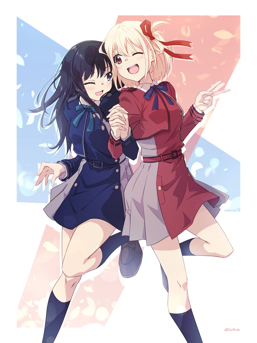 nishikigi chisato and inoue takina (lycoris recoil) drawn by akira_(tete-akira)
