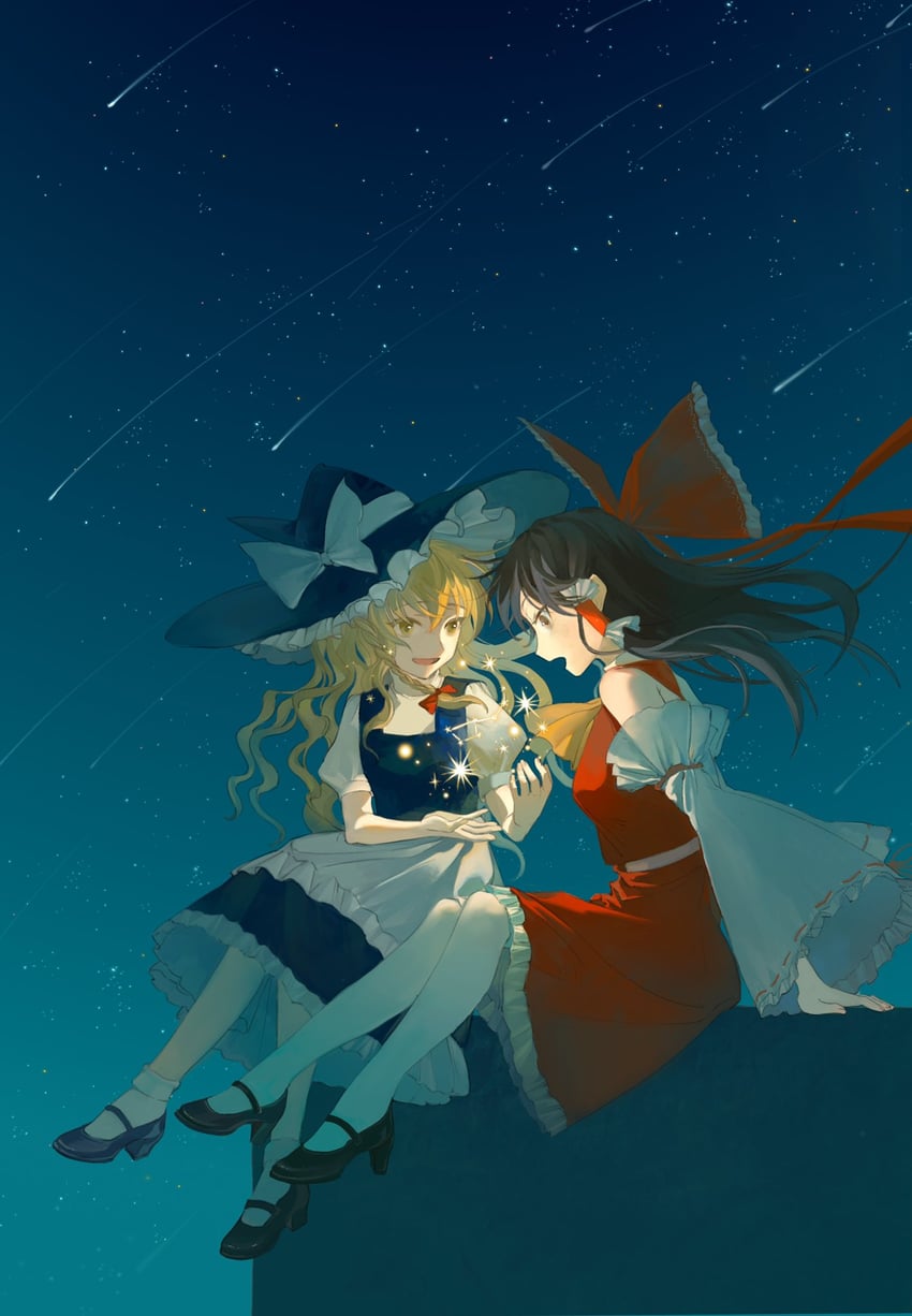 hakurei reimu and kirisame marisa (touhou) drawn by xianyu_liang