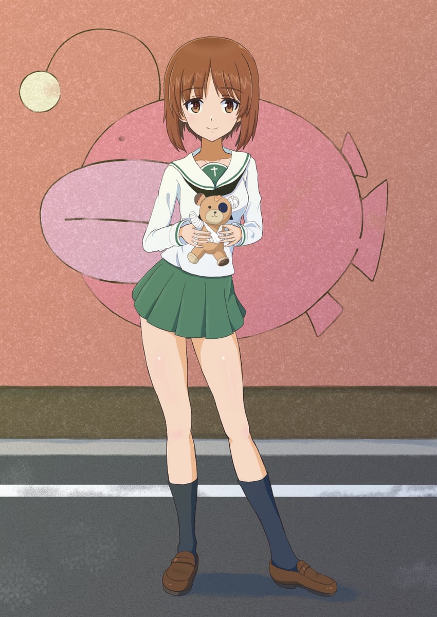 nishizumi miho and boko (girls und panzer) drawn by keicha_(kmoekaki)
