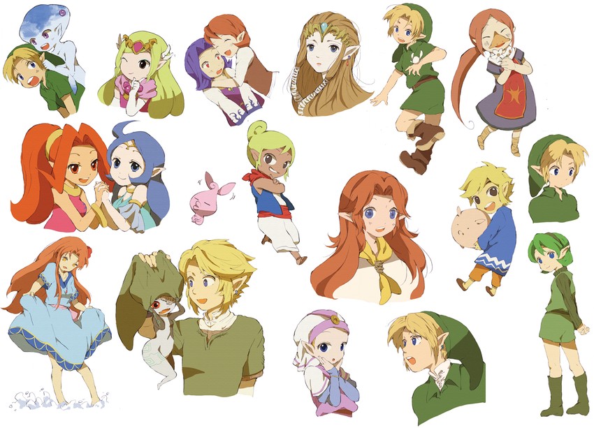 link, princess zelda, midna, toon link, young link, and 12 more (the legend of zelda and 7 more) drawn by suikadon