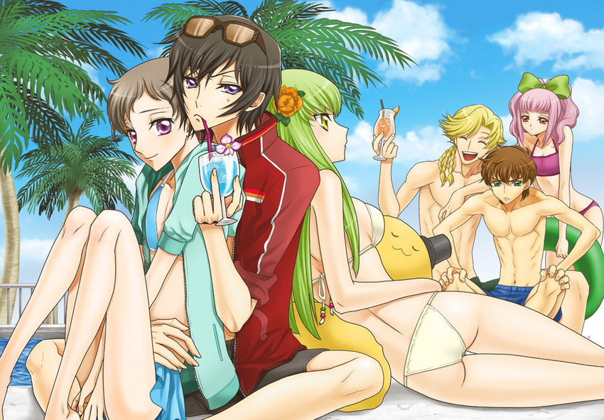 c.c., kururugi suzaku, anya alstreim, cheese-kun, rolo lamperouge, and 2 more (code geass and 1 more)