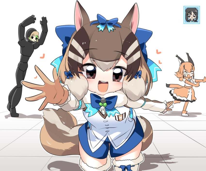 caracal, siberian chipmunk, sorahoshi kirame, and nemui kasuka (nijisanji and 3 more) drawn by lets0020