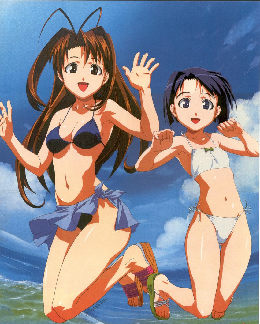 narusegawa naru and maehara shinobu (love hina) drawn by uno_makoto