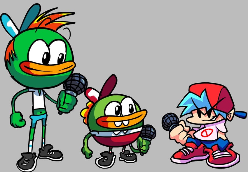 boyfriend, swaysway, and buhdeuce (friday night funkin' and 1 more) drawn by cattinscool1001