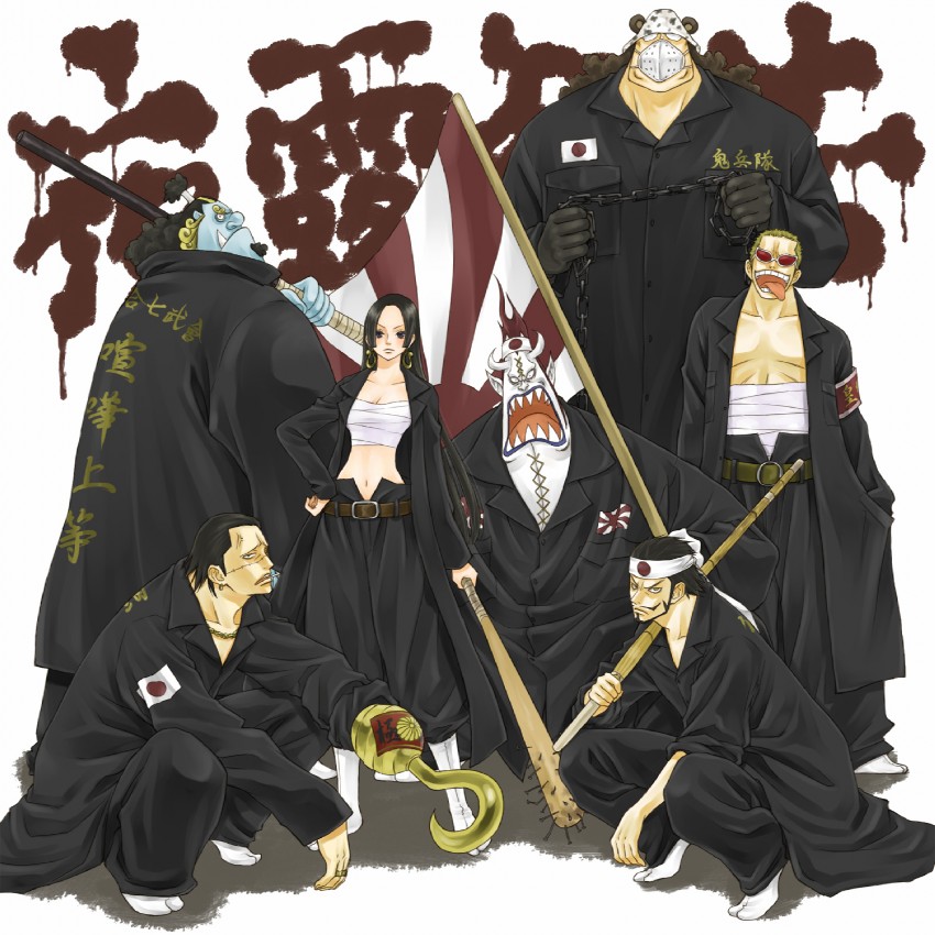 boa hancock, donquixote doflamingo, crocodile, dracule mihawk, jinbe, and 2 more (one piece) drawn by cocotri