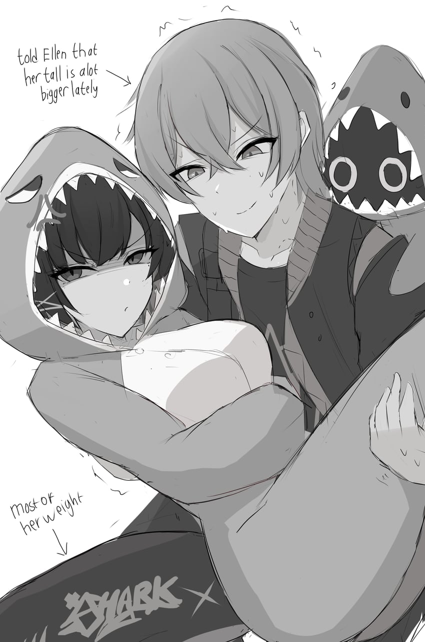 ellen joe, wise, and sharkboo (zenless zone zero) drawn by namikare