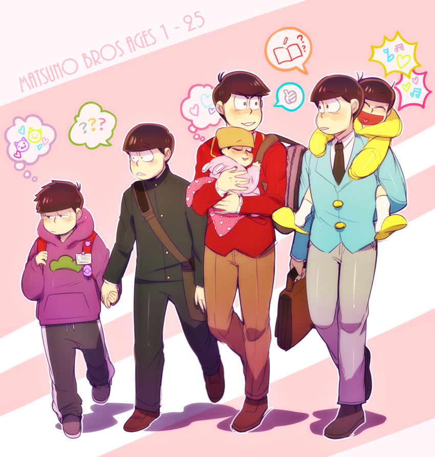 matsuno osomatsu, matsuno karamatsu, matsuno ichimatsu, matsuno jyushimatsu, matsuno choromatsu, and 1 more (osomatsu and 1 more) drawn by nyaph