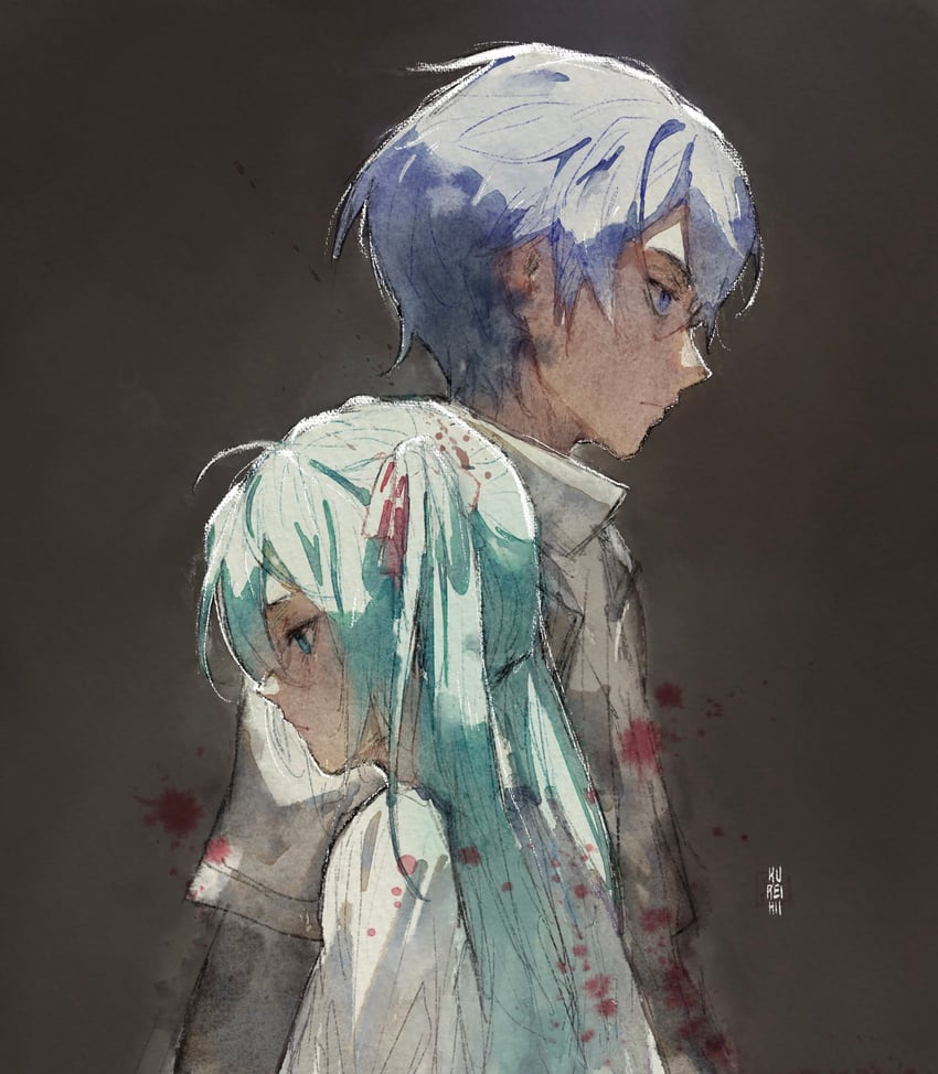 hatsune miku, kaito, eve moonlit, and adam moonlit (vocaloid and 3 more) drawn by kureihii