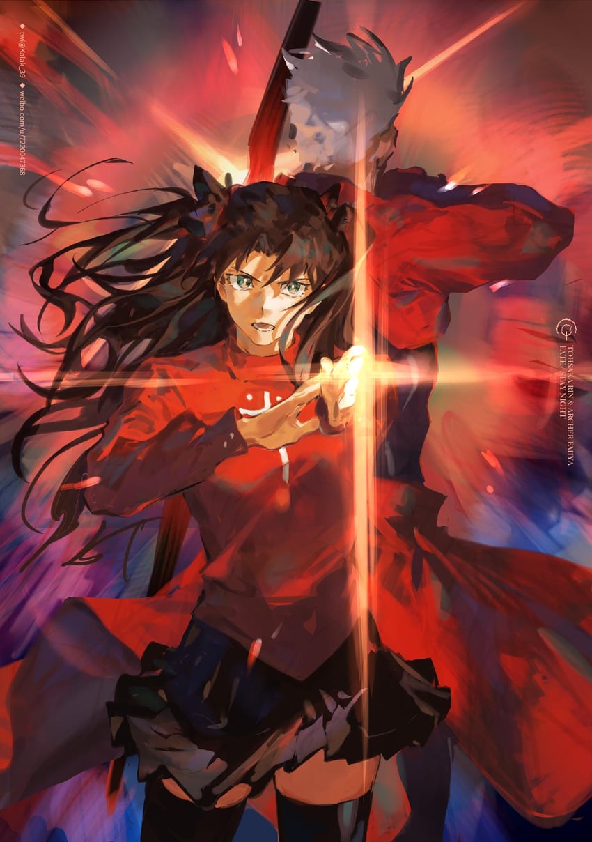 tohsaka rin and archer (fate and 1 more) drawn by kalak_39
