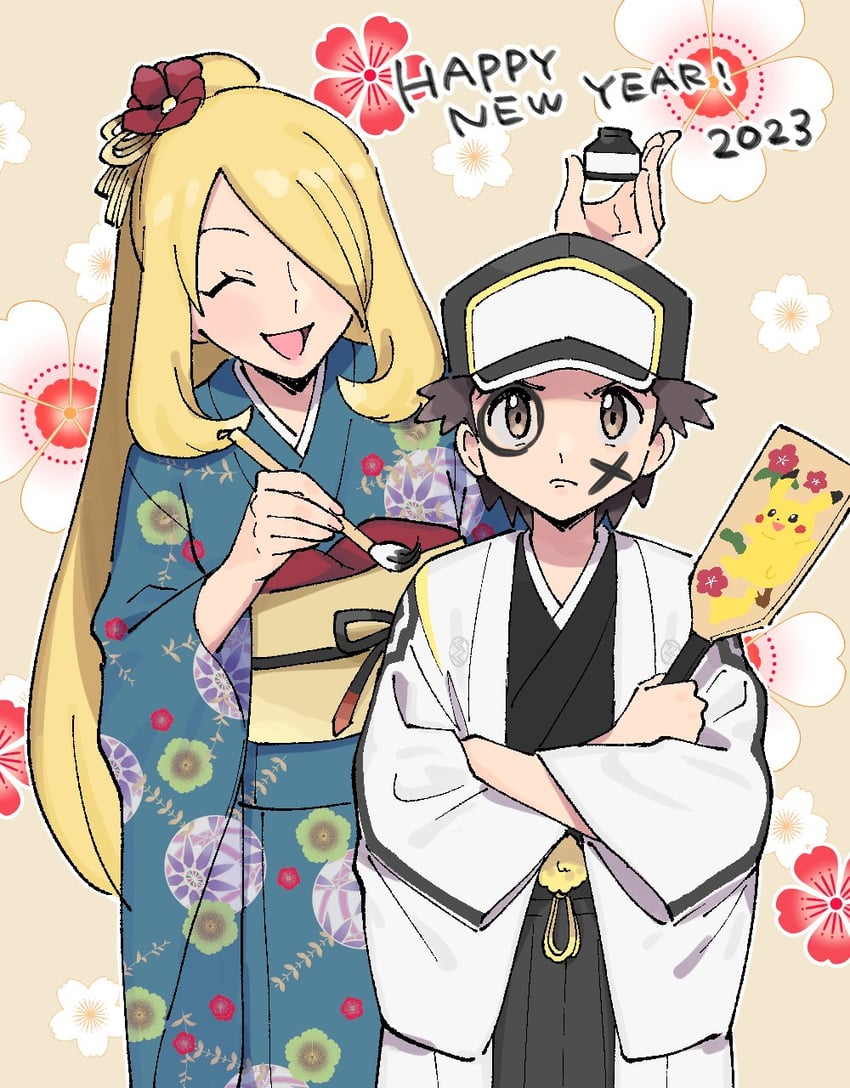 pikachu, cynthia, and red (pokemon and 2 more) drawn by pumpkinpan