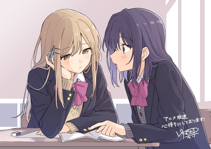 adachi sakura and shimamura hougetsu (adachi to shimamura) drawn by yuzuhara_moke