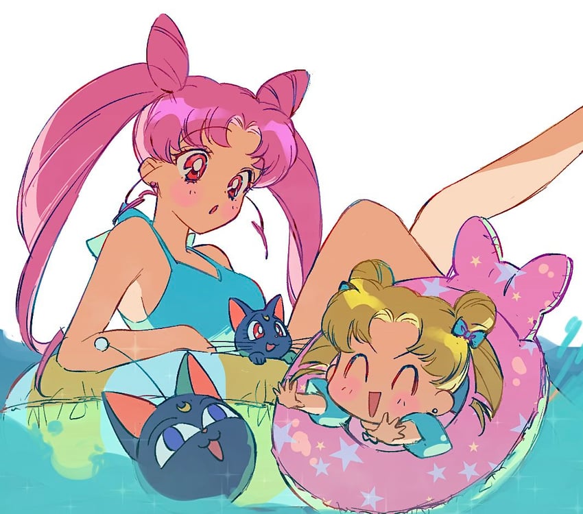 tsukino usagi, chibi usa, luna, and luna-p (bishoujo senshi sailor moon and 2 more) drawn by p_m_ame