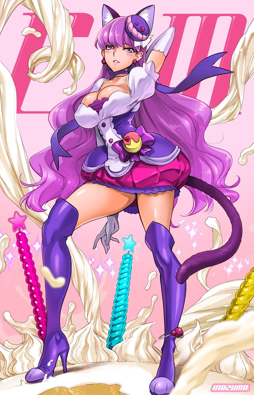 kotozume yukari and cure macaron (precure and 1 more) drawn by satou_shouji