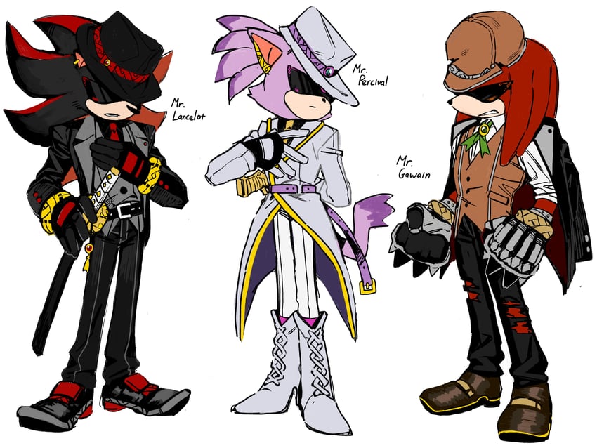 shadow the hedgehog, blaze the cat, knuckles the echidna, percival, lancelot, and 1 more (sonic and 1 more) drawn by diamondx1704