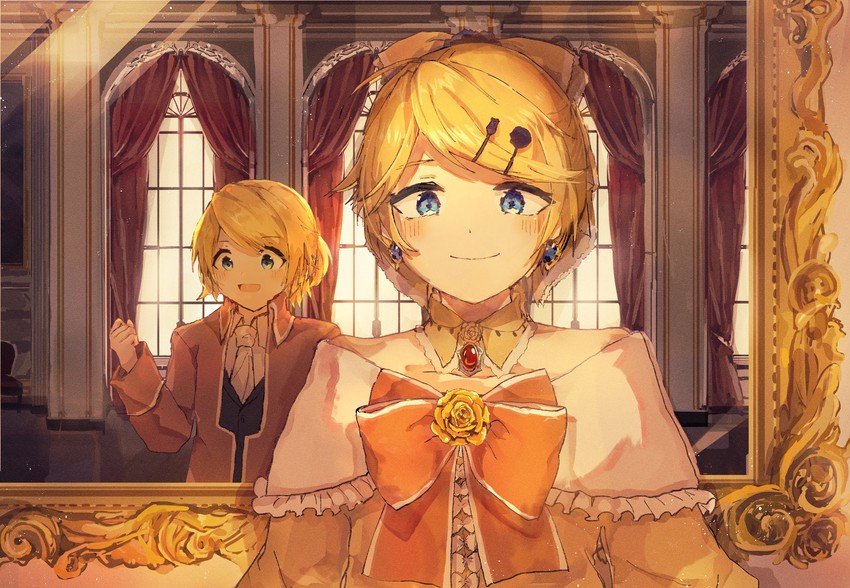 kagamine rin, kagamine len, riliane lucifen d'autriche, and allen avadonia (vocaloid and 2 more) drawn by yonikki