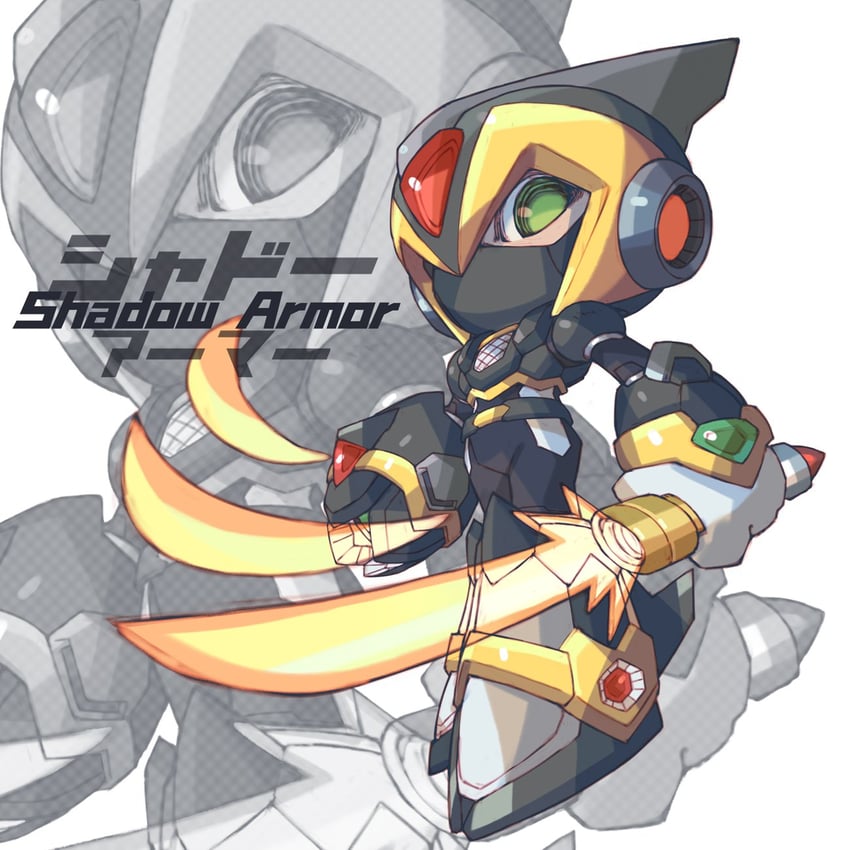 x and shadow armor x (mega man and 2 more) drawn by iikoao