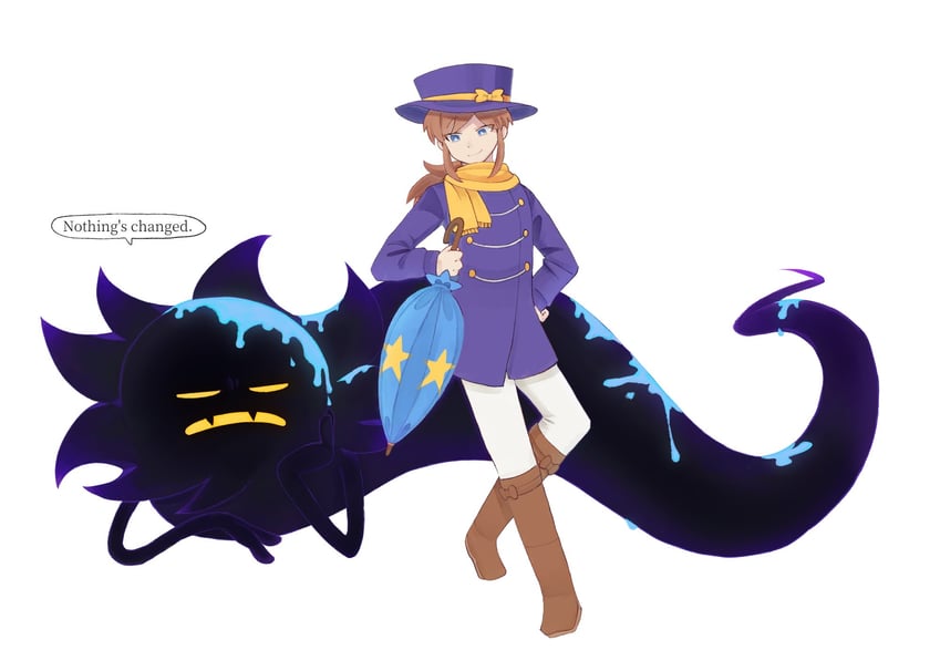 hat kid and snatcher (a hat in time) drawn by gompang1125