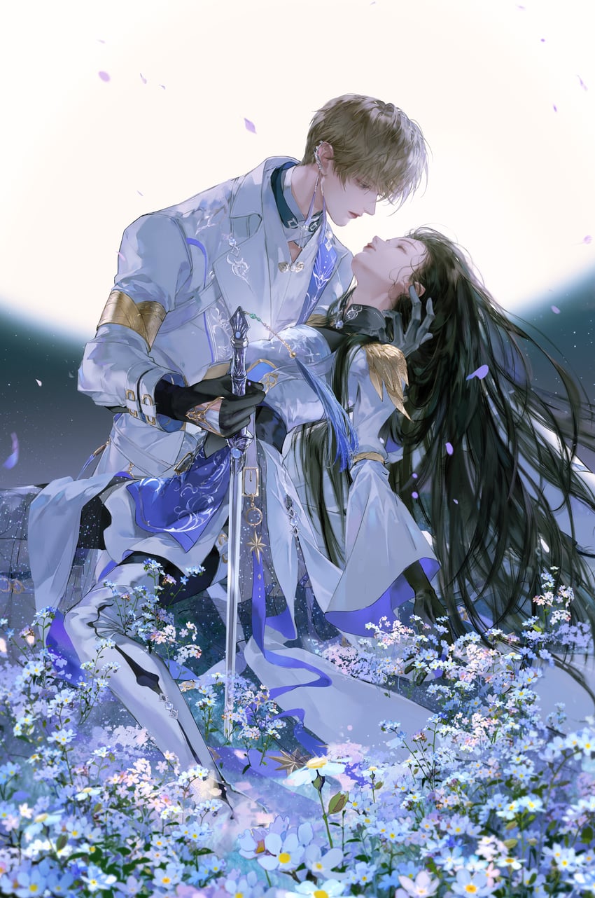 protagonist and xavier (love and deepspace) drawn by xiao_yunye