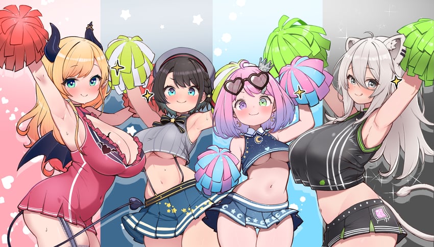 oozora subaru, shishiro botan, yuzuki choco, and himemori luna (hololive) drawn by kani_bonara