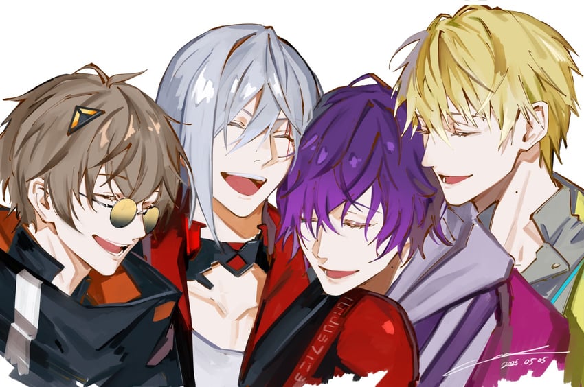 sonny brisko, alban knox, uki violeta, and fulgur ovid (nijisanji and 1 more) drawn by lam_(ramdayo)