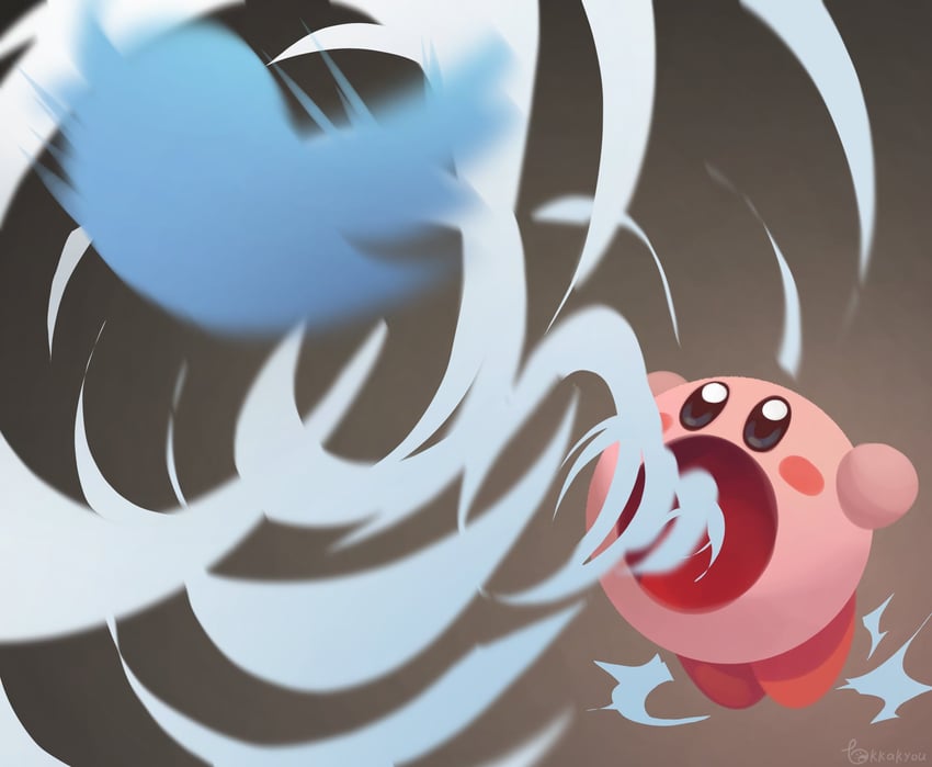 kirby and twitter bird (kirby and 1 more) drawn by tokkakyou