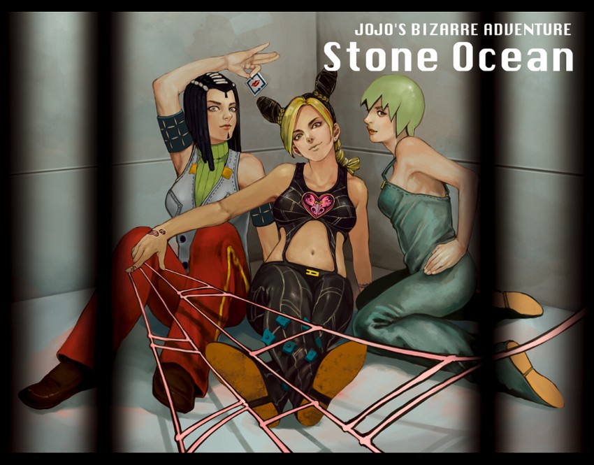 kujo jolyne, foo fighters, ermes costello, stone free, and kiss (jojo no kimyou na bouken and 1 more) drawn by sakin