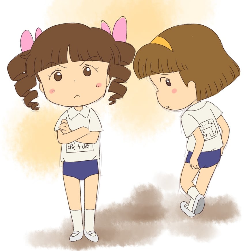 jougasaki himeko and sasayama kazuko (chibi maruko-chan) drawn by yamanokonza