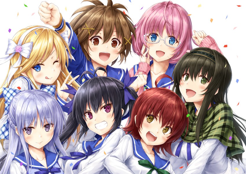 kobotoke nagi, tsukisuzu shirona, hakobe naru, tsukisuzu nachi, ogata arishiana, and 2 more (chunithm and 1 more) drawn by suien