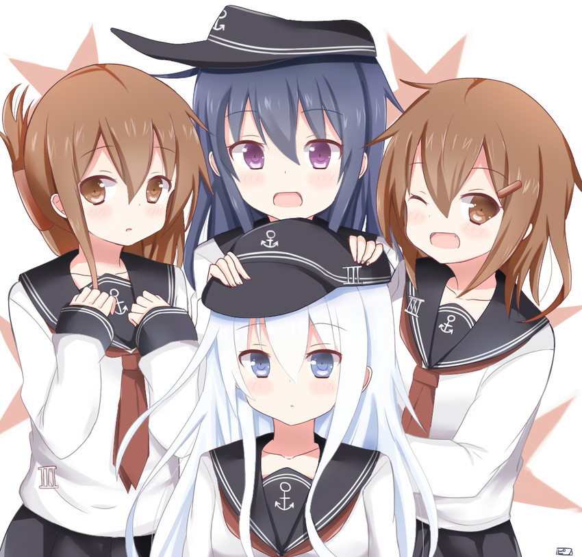 hibiki, inazuma, ikazuchi, and akatsuki (kantai collection) drawn by pinoaisu