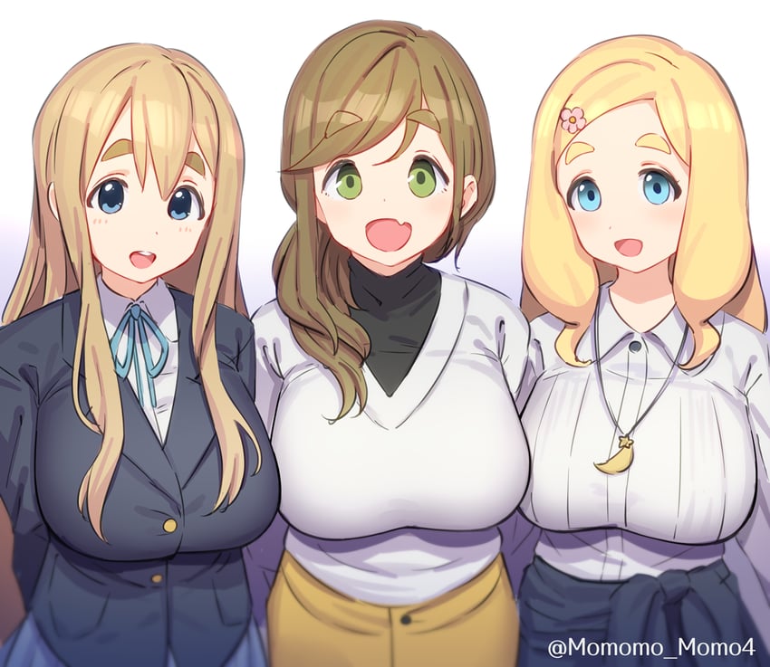 kotobuki tsumugi, inuyama aoi, and shinonome megu (indie virtual youtuber and 3 more) drawn by yoshiwa_tomo