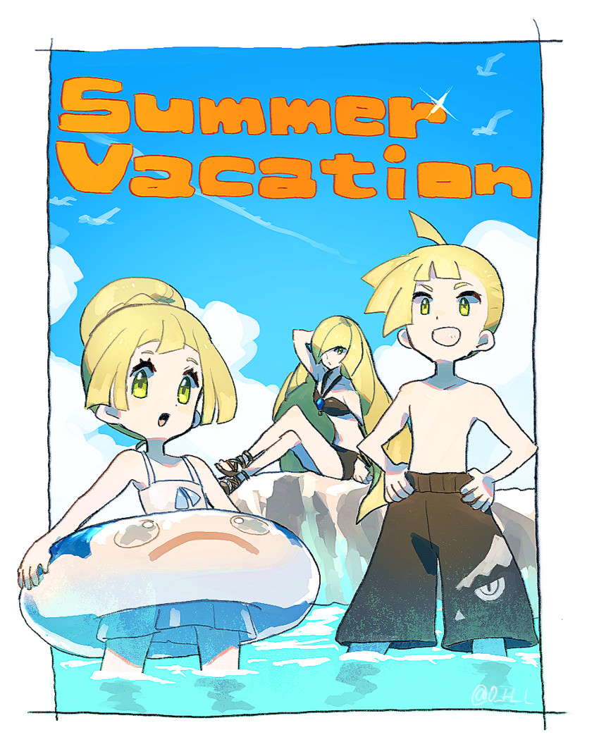 lillie, lusamine, and gladion (pokemon and 1 more) drawn by koutetsu_(fe_steel_stone)