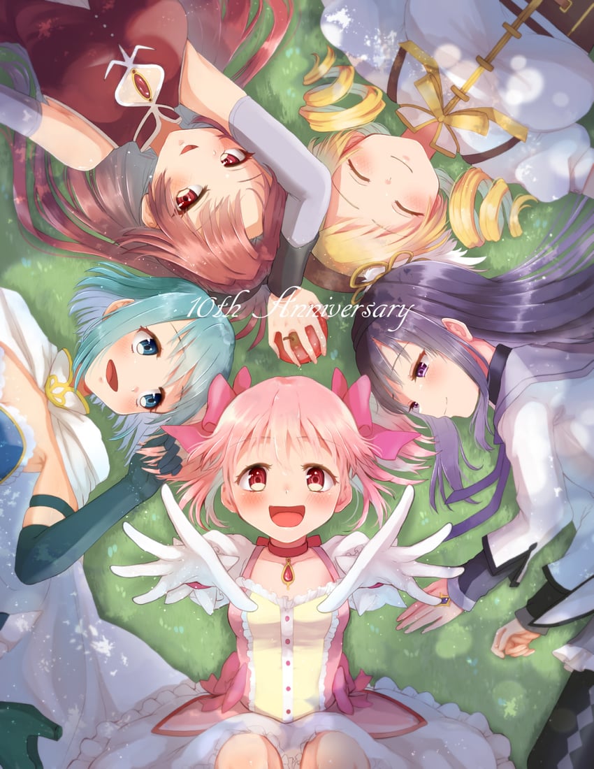 akemi homura, kaname madoka, miki sayaka, sakura kyoko, and tomoe mami (mahou shoujo madoka magica) drawn by kanechitomoyo