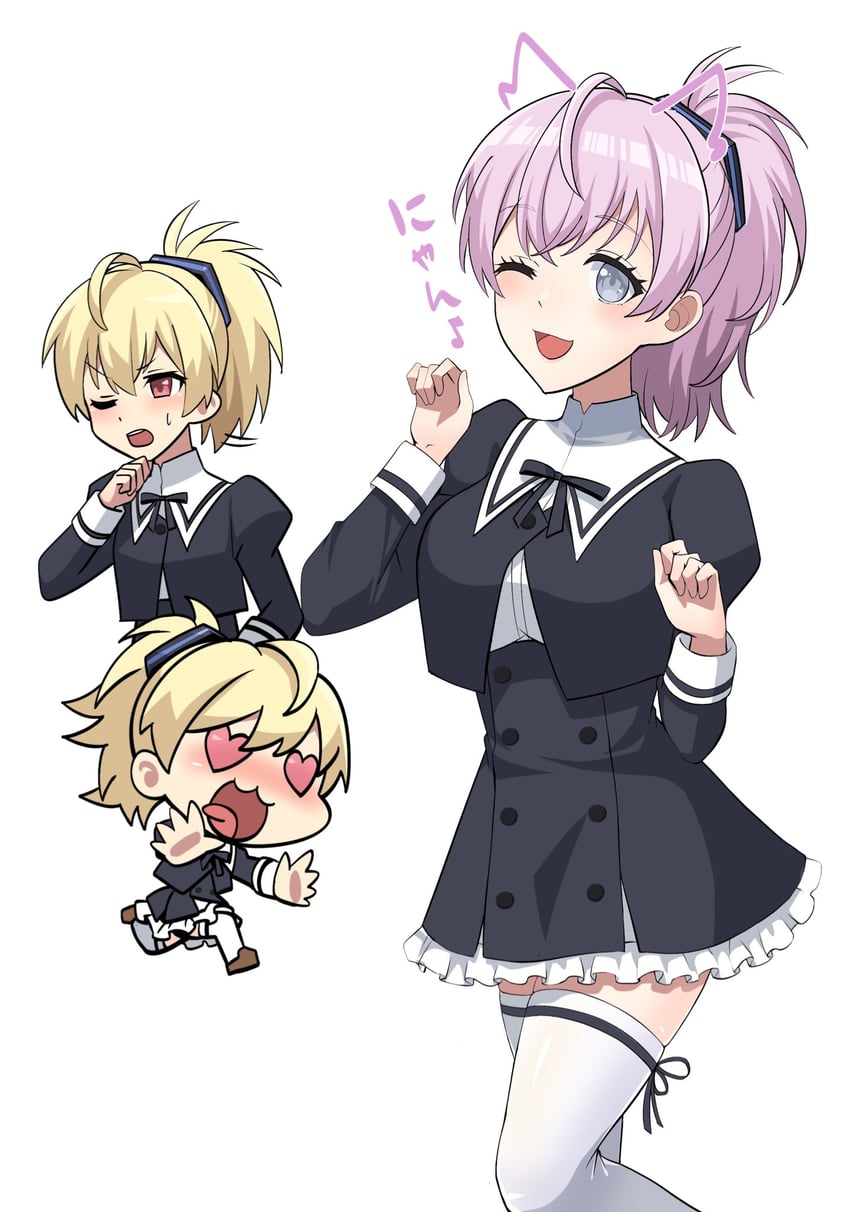ando tazusa, izumo saki, and tsumugi risa (assault lily and 1 more) drawn by kzu_(kougami)