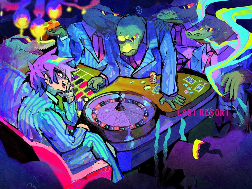 hero, bossman hero, and gator guy (omori) drawn by honshiya