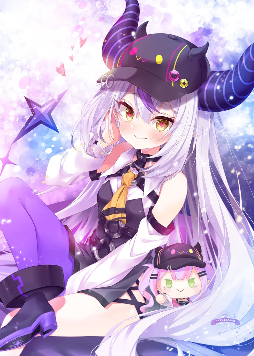 tokoyami towa, la+ darknesss, and bibi (hololive) drawn by mocha_(naturefour)