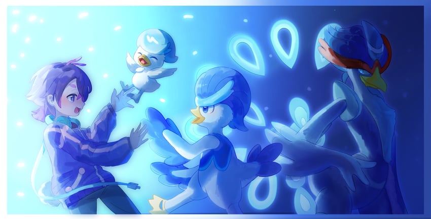 quaxly, dot, quaquaval, and quaxwell (pokemon and 1 more) drawn by bai_shui_zhu_yu-