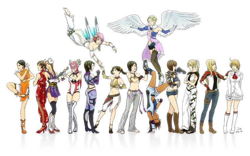 kazama asuka, lili, ling xiaoyu, nina williams, alisa boskonovich, and 9 more (tekken and 1 more) drawn by joe_(milkcrown)