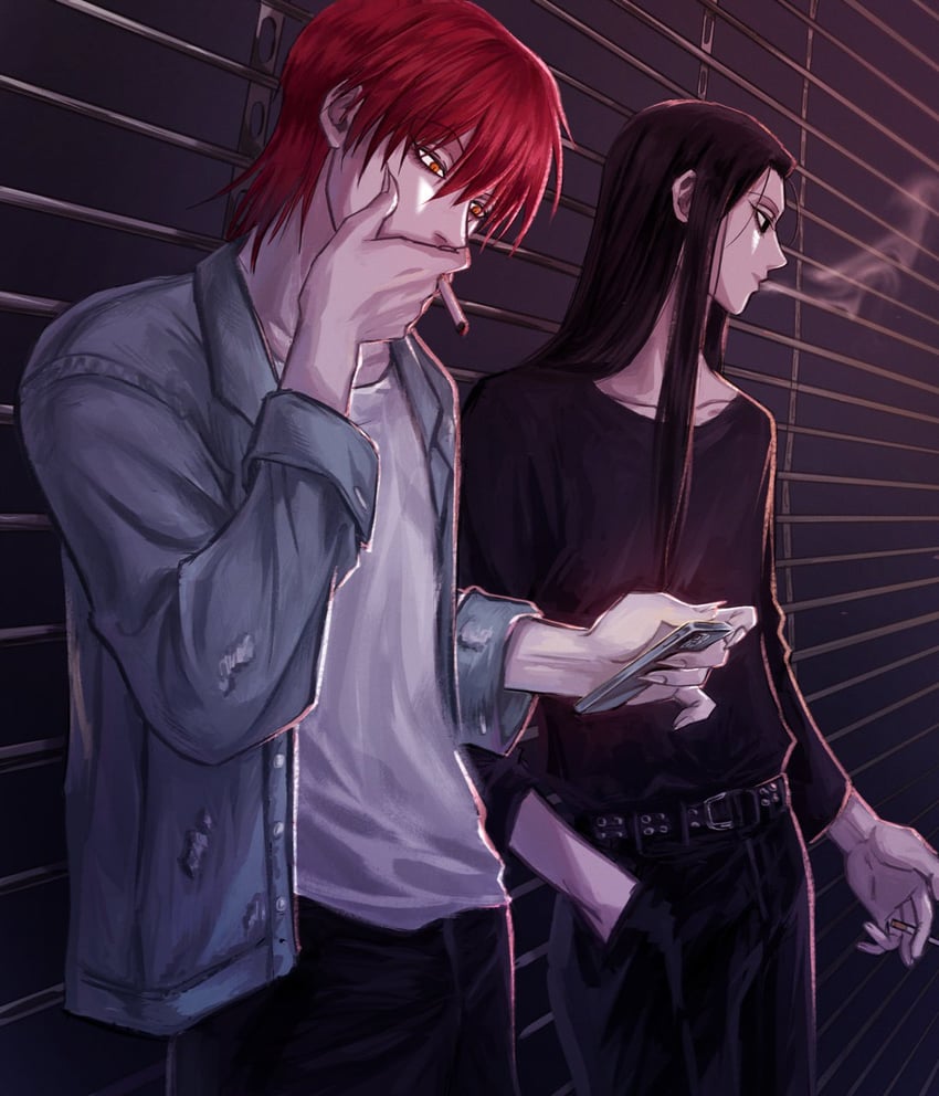 hisoka morow and illumi zoldyck (hunter x hunter) drawn by kann_55